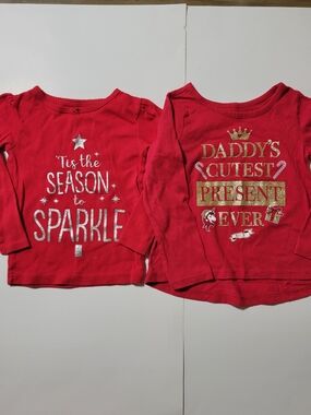 Title: 2T Toddler Girls Christmas Shirt Lot Carter's & The Children's Place